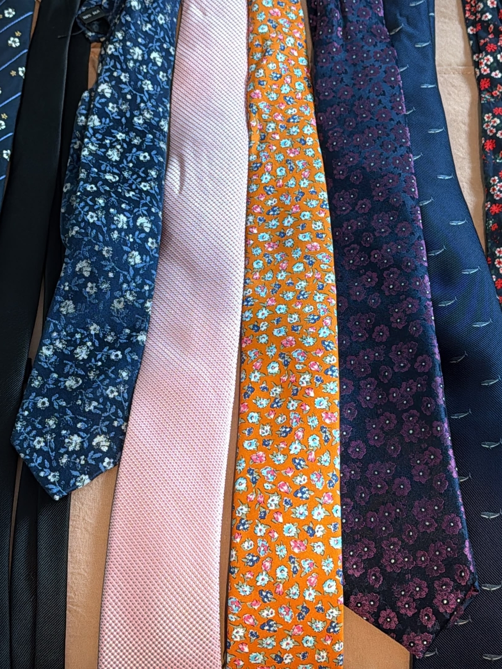 Men's Orange Floral Tie BUNDLE - Classic Formal Accessory